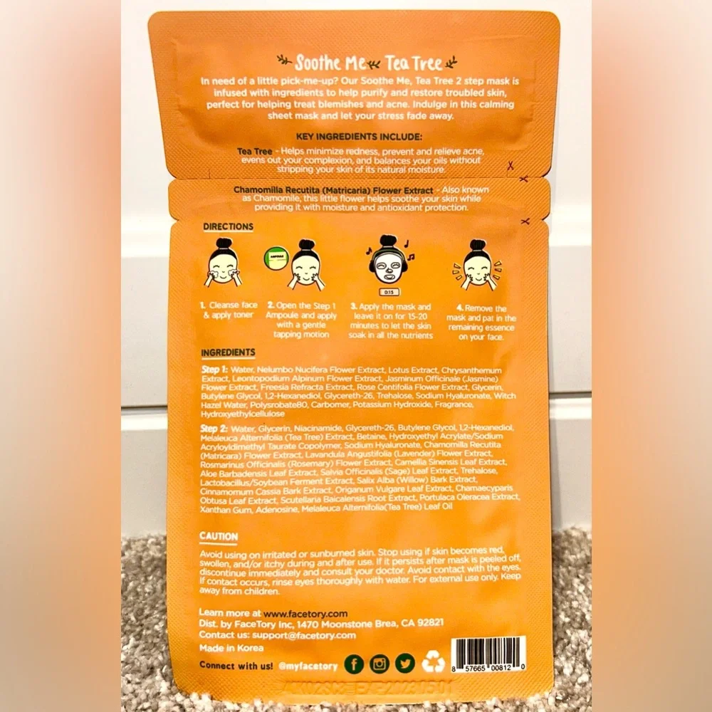 Pack of 2 FACETORY Soothe Me Tea Tree Skin Clearing Mask